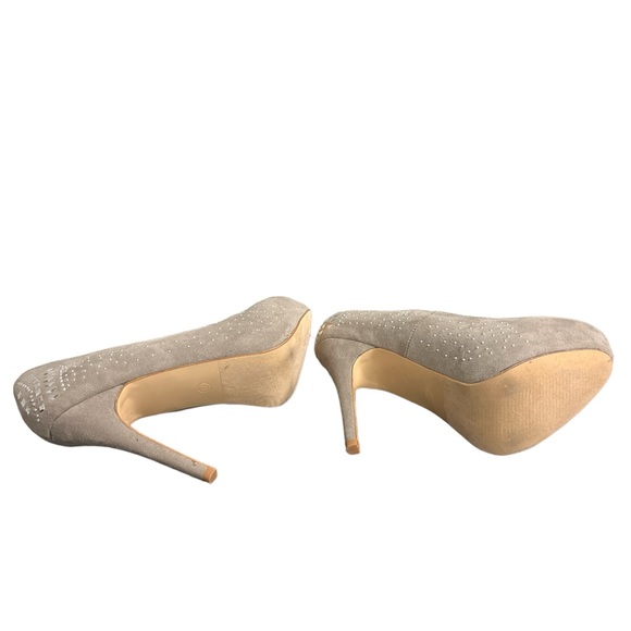 Charming Charlie Nude stiletto silver studded platform heels sz 7.5 - Picture 8 of 8